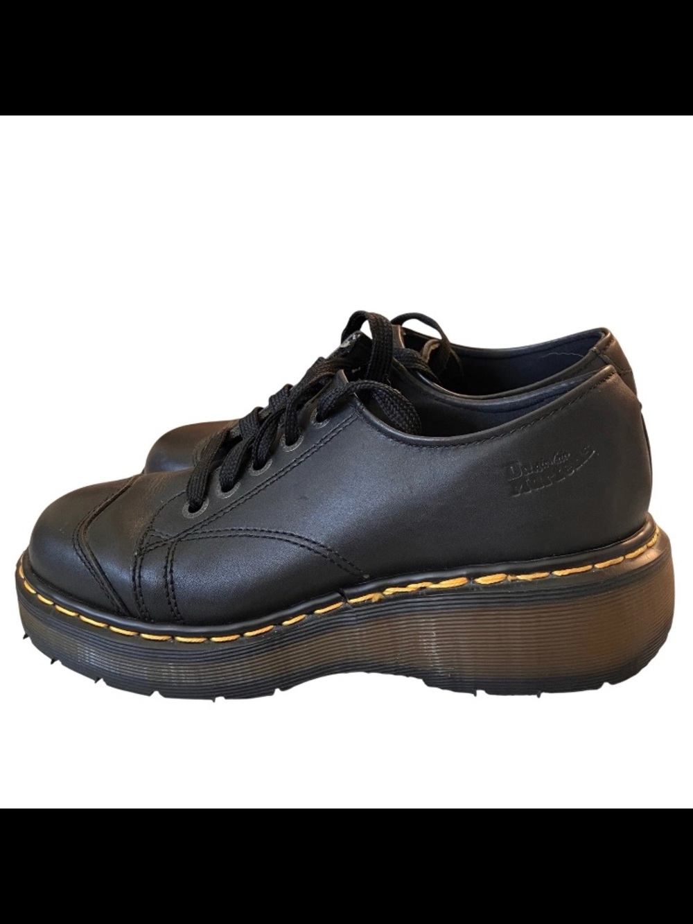 Vintage Dr Martens Shoes Womens 6 Black Leather Oxford Chunky Platform Docs 8651